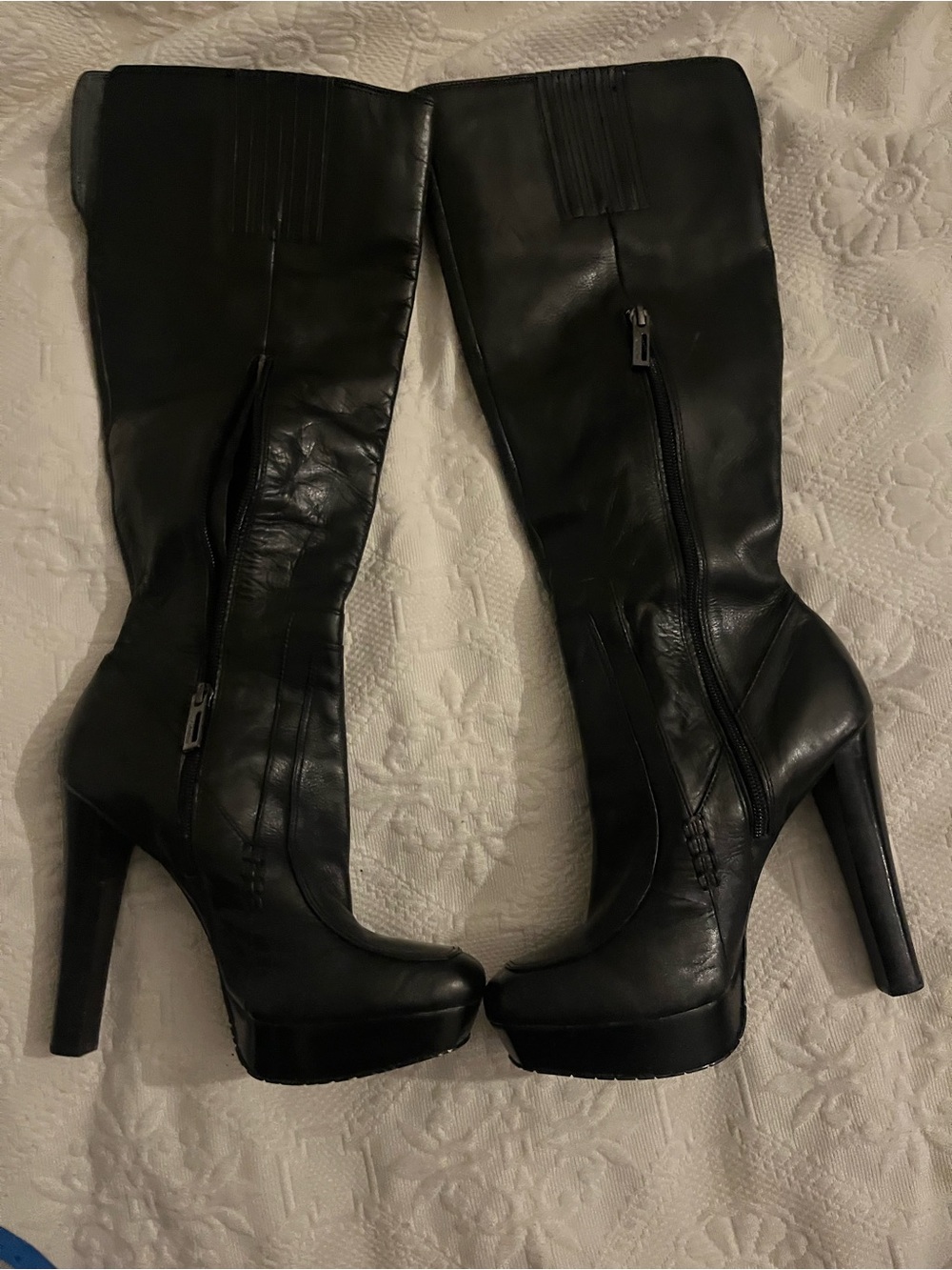 Calvin Klein Black Knee-High Platform Heeled Boots